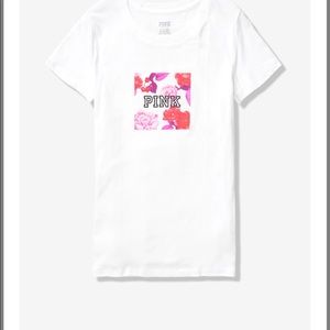 VS Pink White Floral T-SHIRT